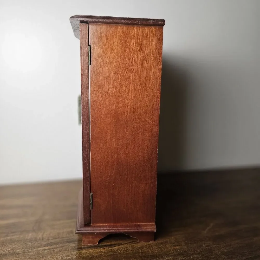 Large Vintage Wooden Jewelry Armoire with Gold-Etched Plexiglass Doors